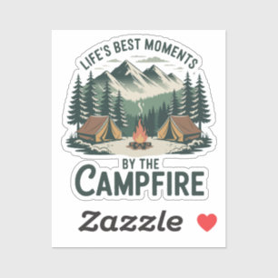 Campfire Moments Sticker Retro Camping Tent