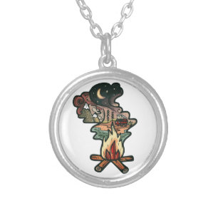 Campfire Night Adventure Silver Plated Necklace