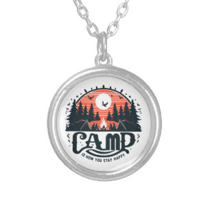 Campfire Nights Amid Pine Forests Silver Plated Necklace