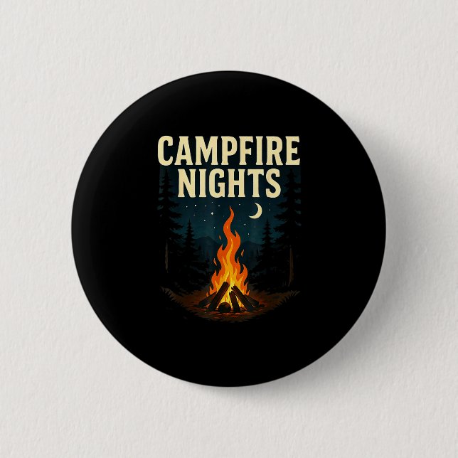 Campfire nights camping forest mountains  button (Front)