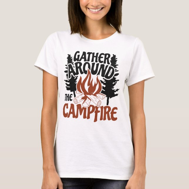 Campfire Nights Cozy Outdoor Adventure T-Shirt (Front)