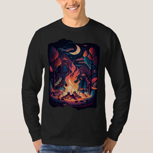 Campfire Outdoor Bushcraft Camping Nature Hiking C T-Shirt (Front)