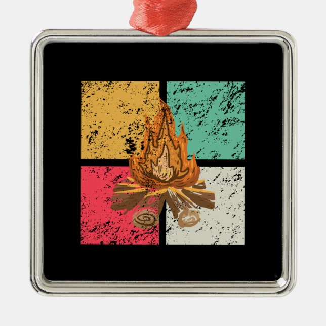 Campfire Retro Vintage Metal Ornament (Front)