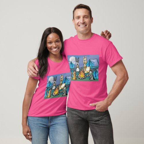 Campfire scene with Animal Friends  T_Shirt