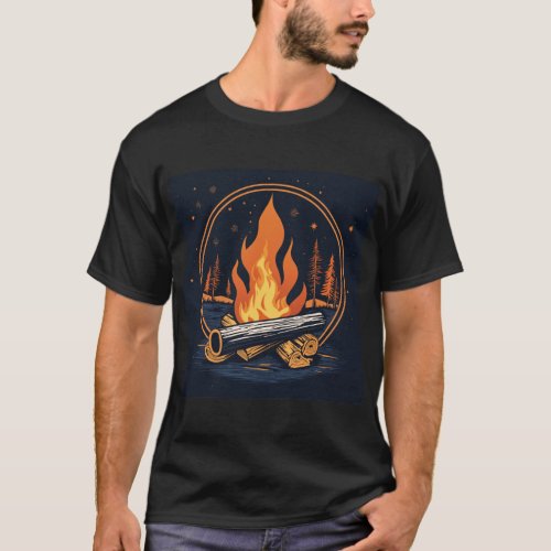 Campfire Serenity Vector Illustration Tee