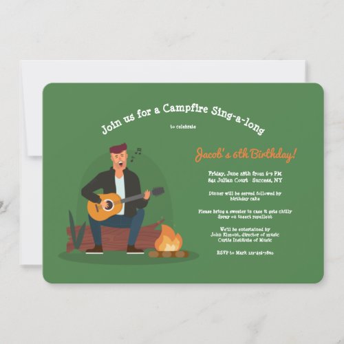 Campfire Sing_a_long Birthday Celebration Invitation