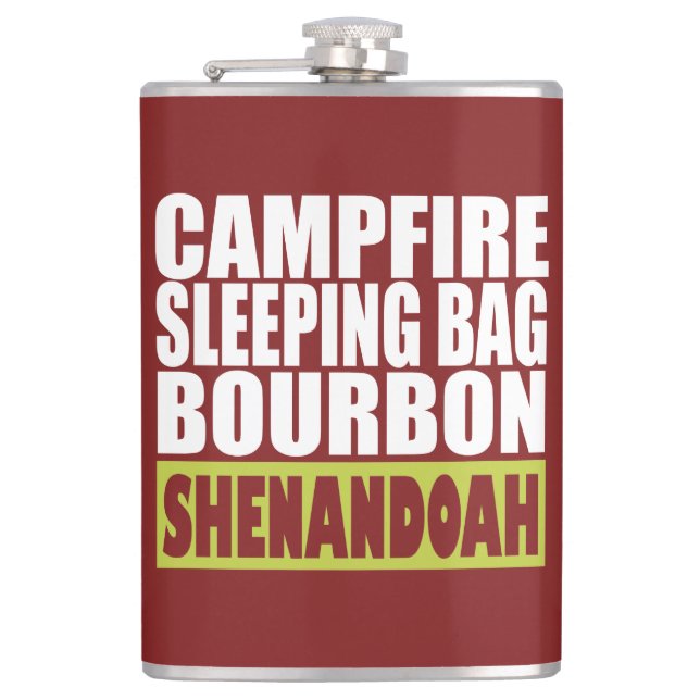 Campfire Sleeping Bag Bourbon Shenandoah Flask (Front)