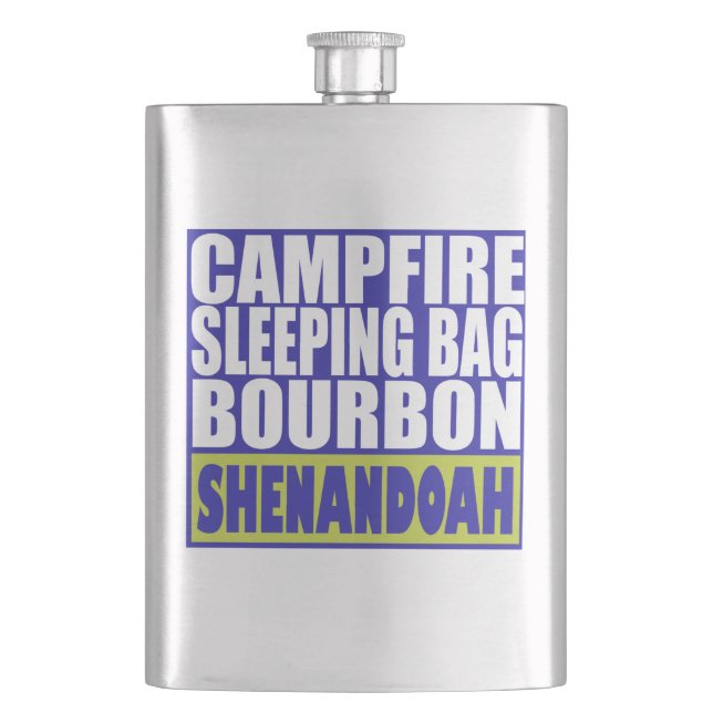 Campfire Sleeping Bag Bourbon Shenandoah Flask (Front)
