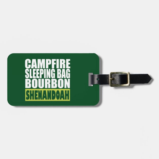 Campfire Sleeping Bag Bourbon Shenandoah Luggage Tag (Front Horizontal)
