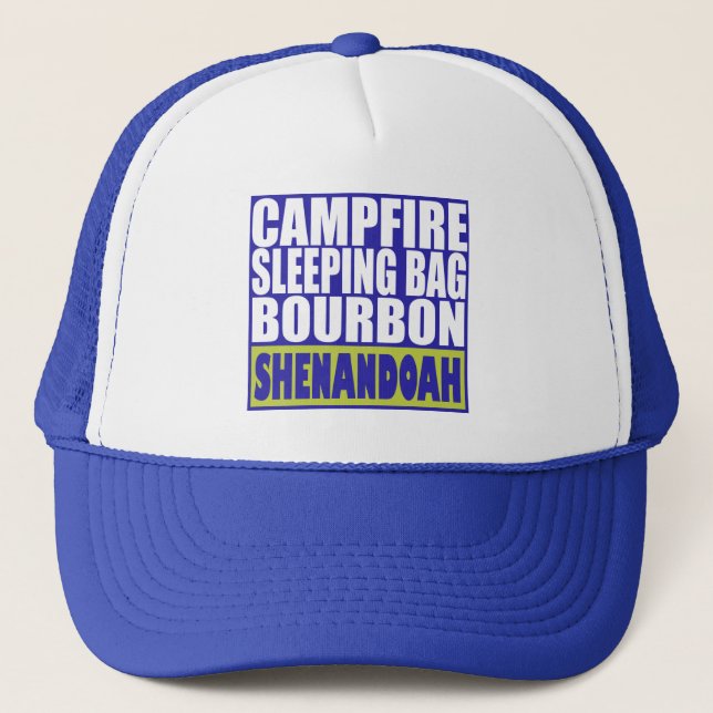 Campfire Sleeping Bag Bourbon Shenandoah Trucker Hat (Front)