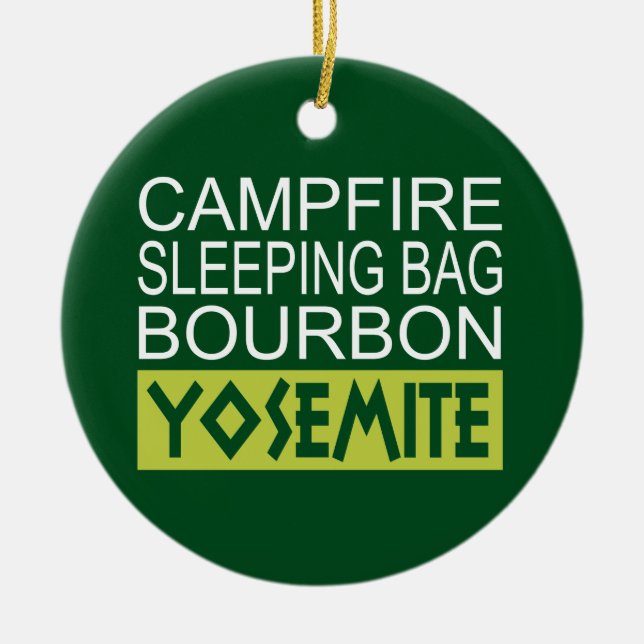 Campfire Sleeping Bag Bourbon Yosemite Ceramic Ornament (Front)