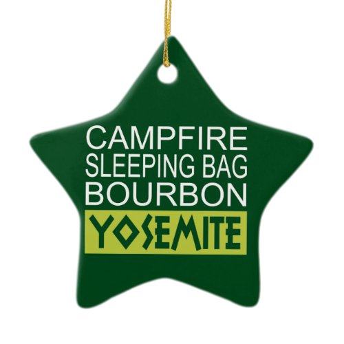 Campfire Sleeping Bag Bourbon Yosemite Ceramic Ornament