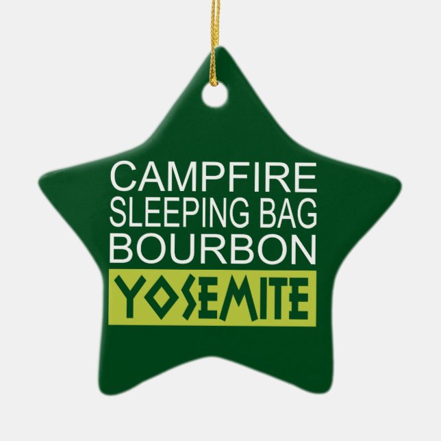 Campfire Sleeping Bag Bourbon Yosemite Ceramic Ornament (Front)