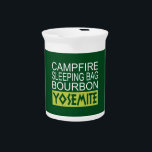 Campfire Sleeping Bag Bourbon Yosemite Drink Pitcher<br><div class="desc">What else do you need in life?  The outdoor life is calling you in Yosemite!</div>