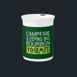 Campfire Sleeping Bag Bourbon Yosemite Drink Pitcher<br><div class="desc">What else do you need in life?  The outdoor life is calling you in Yosemite!</div>