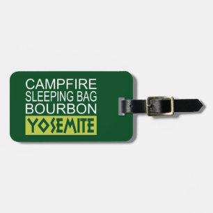 Campfire Sleeping Bag Bourbon Yosemite Luggage Tag