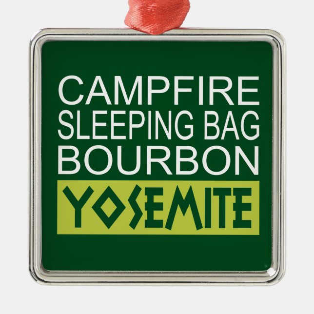 Campfire Sleeping Bag Bourbon Yosemite Metal Ornament (Front)