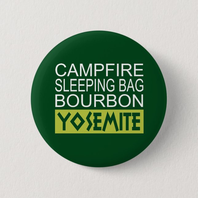 Campfire Sleeping Bag Bourbon Yosemite Pinback Button (Front)