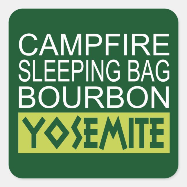 Campfire Sleeping Bag Bourbon Yosemite Square Sticker (Front)
