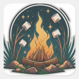 Campfire Smiles Square Sticker