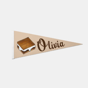Campfire S'mores Chocolate Toasted Marshmallow Pennant Flag