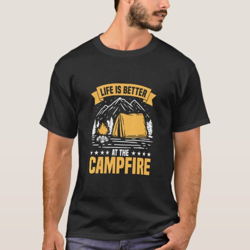 Campfire Smores Hiking Boots Tents For Camping Nat T_Shirt