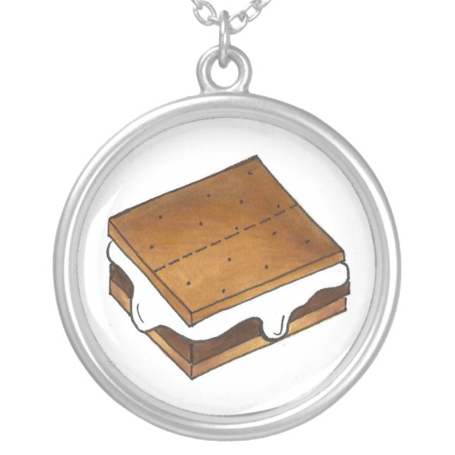 Campfire Smores Marshmallow Camp Smore Necklace (Front)