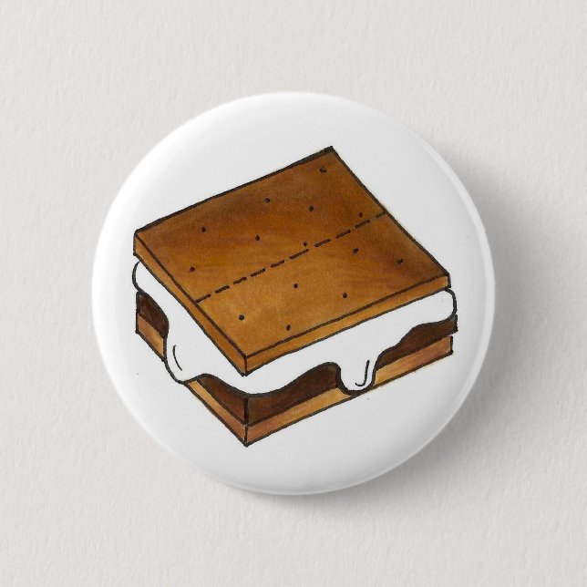 Campfire S'mores Marshmallow Camp Smores Foodie Button (Front)