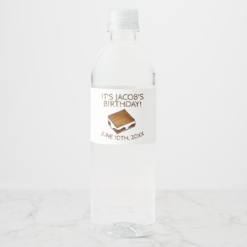 Campfire Smores Marshmallow Smores Birthday Party Water Bottle Label