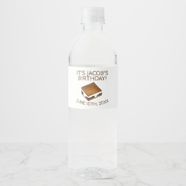Campfire S'mores Marshmallow Smores Birthday Party Water Bottle Label (Front)