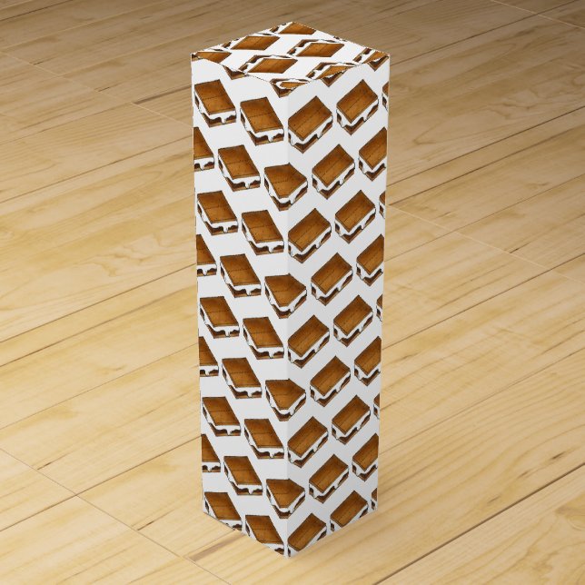 Campfire S'mores Marshmallow Smores Birthday Party Wine Box (Front)