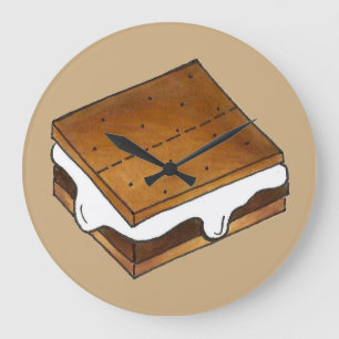 Campfire Smores Summer Camp Camping S'mores Large Clock