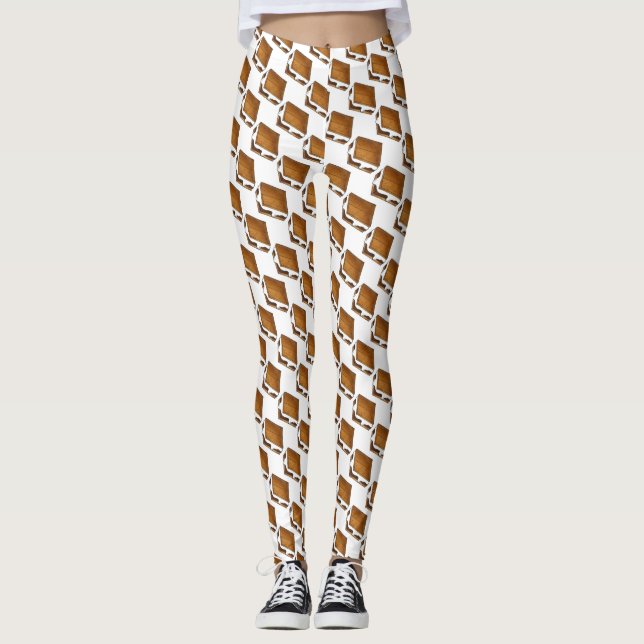 Campfire S'mores Toasted Marshmallow S'more Camp Leggings (Front)