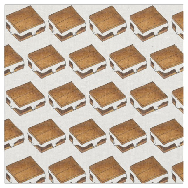 Campfire Smores Toasted Marshmallow S'mores Fabric (Close Up)