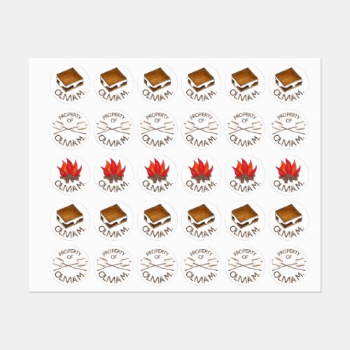 Campfire Smores Toasted Marshmallow Summer Camp Kids Labels