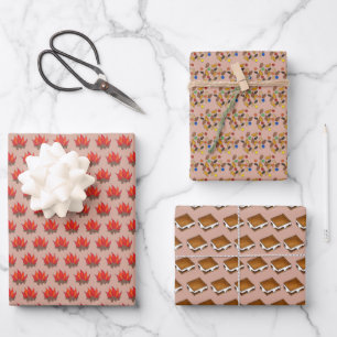 Campfire S'mores Trail Mix Summer Camp Camping Wrapping Paper Sheets