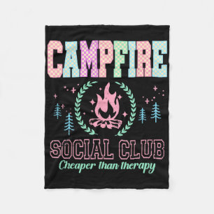 Campfire Social Club Funny Camping Lover  Fleece Blanket