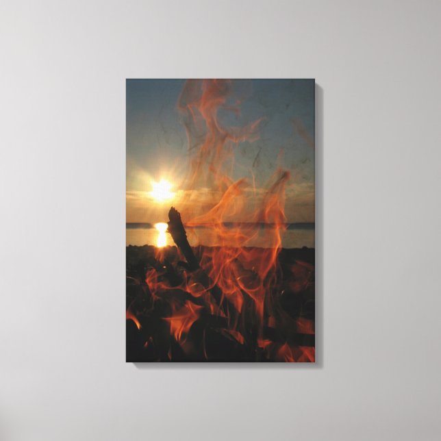 Campfire Sunset at Calumet Waterworks Canvas Print (Front)