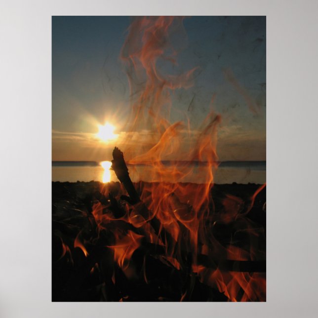 Campfire Sunset at Calumet Waterworks Poster (Front)