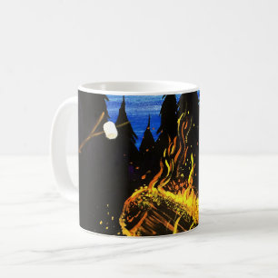 Campfire Sunset Wilderness Scene for Cozy Nature Coffee Mug