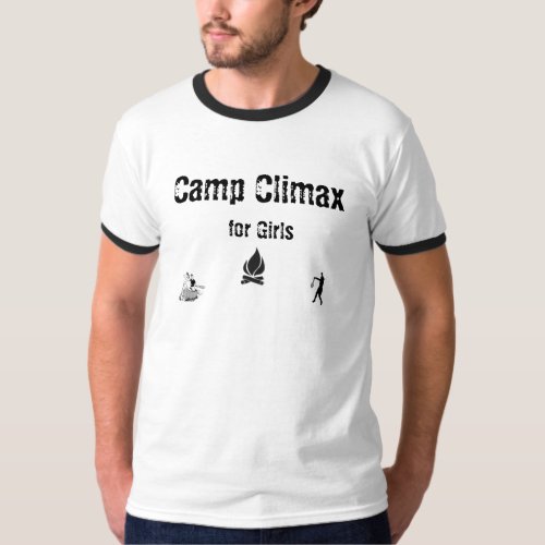 campfire tennis canoe_1 Camp Climax for Girls T_Shirt