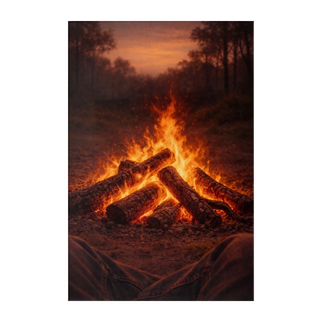 Campfire Thoughts | Fireside Print | Acrylic Art (Front)