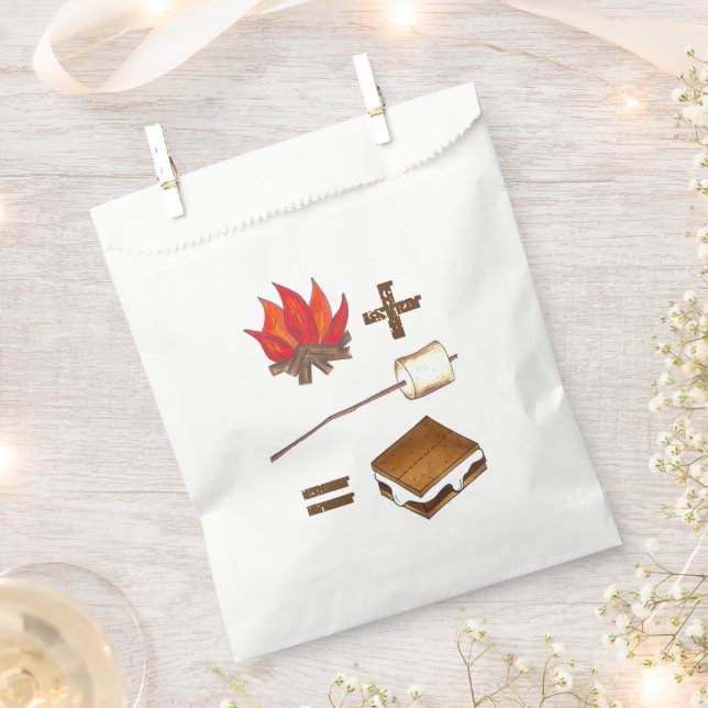 Campfire + Toasted Marshmallow = S'mores Camp Favor Bag (Clipped)