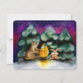 Campfire Winter Forest Animals Note Cards