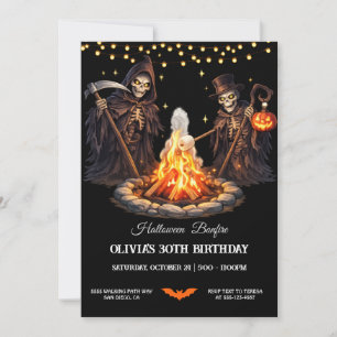 campfire with spooky characters Halloween Party Invitation