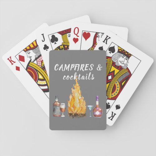 Campfires and Cocktails Camping Drinking Poker Cards