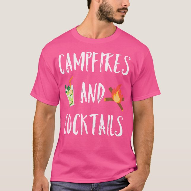 Campfires And Cocktails Outdoor Funny Camping And  T-Shirt (Front)