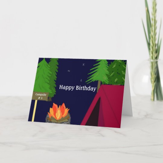 Campground Campfire Birthday Wishes Card | Zazzle.com