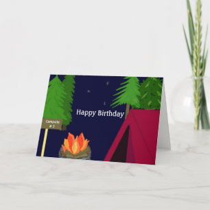 Campground Campfire Birthday Wishes Card