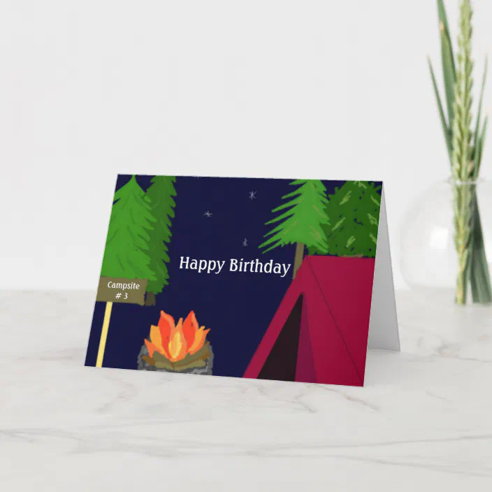 Campground Campfire Birthday Wishes Card Zazzle Com